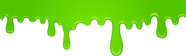 Bright green slime dripping down on a white background, creating a vibrant and gooey visual effect, perfect for halloween or any project needing a touch of playful slime