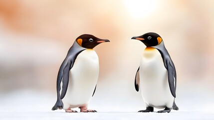 Fototapeta premium Pair of penguins exchanging a gentle nudge, symbolizing love on National Penguin Day