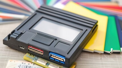 Vintage hard drive isolated on background, symbolizing memory storage and data preservation concept for technology and retro design projects.