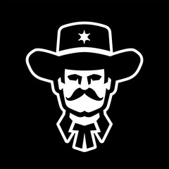 Sheriff in a hat, logo on a dark background.