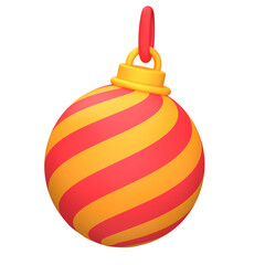Christmas balls Red Orange Ball Ornament 3D Icon