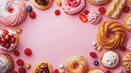 Fototapeta premium National Pastry Day Background Concept. Copy Space