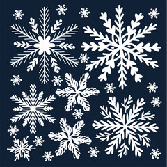 variation of snowflakes handrawn