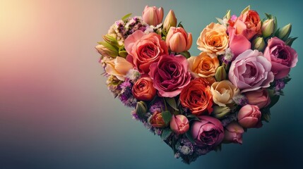 A Heart Shaped Arrangement Of Roses And Tulips