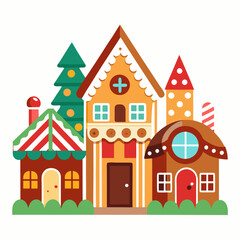 gingerbread houses ,background white