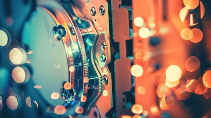 Obraz premium Vintage hard drive isolated on background, symbolizing memory storage and data preservation concept for technology and retro design projects.