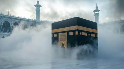 Fototapeta premium The Holy Kaaba, the Most Sacred Site for Muslims, in Mecca, Saudi Arabia
