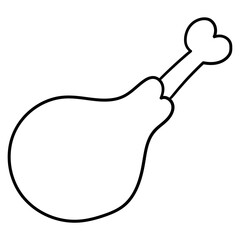 Hand drawn doodle chicken leg on white background.