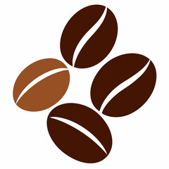Flat vector illustration of coffee beans isolated on white background