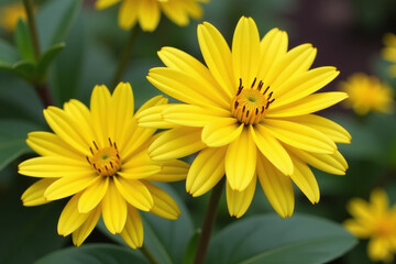 Obraz premium autumn garden features yellow chrysanthemum grandiflorum flowers mums blooming