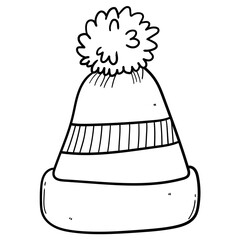 Hand drawn doodle warm hat on a white background.