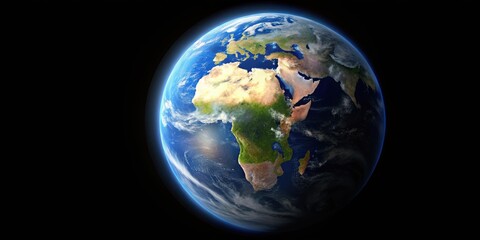 Fototapeta premium Planet Earth seen against the blackness of space, blue, planet, earth, global, space, atmosphere, world, environmental