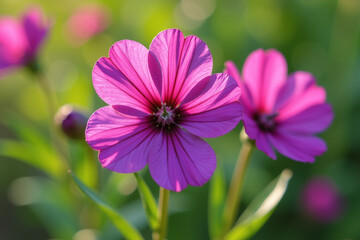 Fototapeta premium dianthus deltoides blooms bright violet sunny summer beautiful floral
