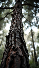 Obraz premium the raw beauty of cedar bark, capturing nature's timeless artistry, blurry foreground, with white tones