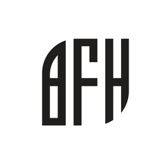 BFH  letter logo design with white background in illustrator, vector logo modern alphabet font