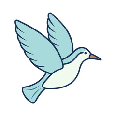 Fototapeta premium Peaceful Flying Dove Bird Vector Icon in Blue