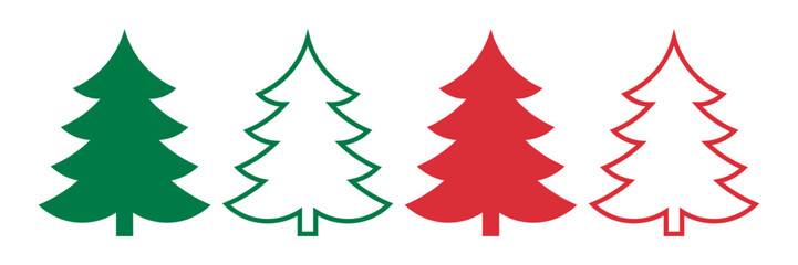 Christmas trees icons set. Vector illustration.