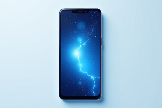 glowing blue light phone wallpaper grainy texture white background modern mobile design