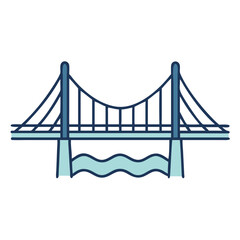 Obraz premium Minimalist Suspension Bridge Architecture Icon Vector Illustration