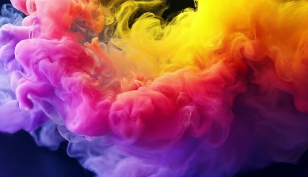 A bright mix of fuchsia and yellow smoke shapes glowing brightly