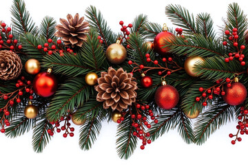 Holiday garland with branches and decorations