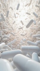 Obraz premium Abstract Scene of Falling White Capsules
