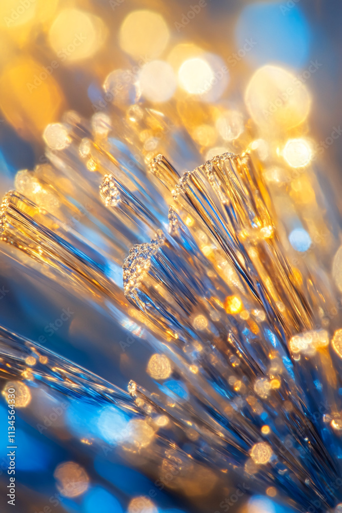 Aufkleber Bright strands of light illuminated against a colorful backdrop create a mesmerizing visual display of sparkling colors and textures