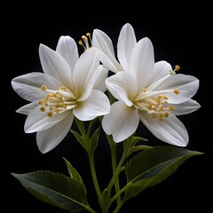 Fototapeta premium A black and white floral background with flowers and leaves
