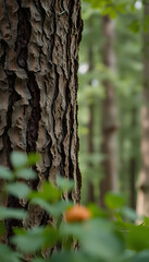 Obraz premium the raw beauty of cedar bark, capturing nature's timeless artistry, blurry foreground, with white tones