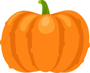 Vibrant orange pumpkin featuring distinct segments and a lush green stem, symbolizing the essence of autumnal harvests and festive celebrations during the fall season