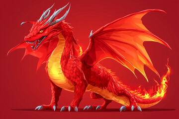 red dragon on a black background