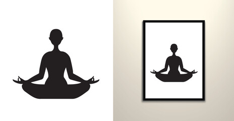 meditation yoga line art drawing silhouette vector 