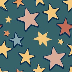 Colorful stars pattern on teal background for creative designs