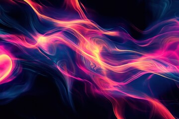 Obraz premium Vibrant Abstract Swirls of Colorful Light Against a Dark Background with Fluid Motion and Dynamic Energy Creating a Stunning Artistic Effect