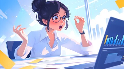 Anime Inspired 3D of Vibrant Investment Analyst Character in Dynamic Pose