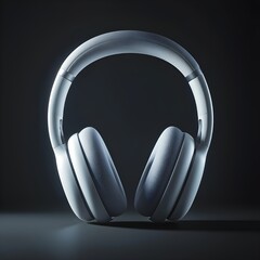 A modern black headphone on a black background	
