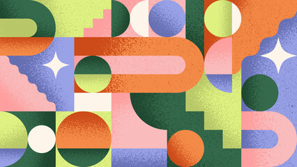Artistic background with geometric elements and colorful abstract shapes