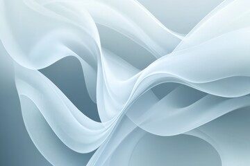 Obraz premium Ethereal Soft Waves of Transparent Fabric Flowing Gracefully in a Light Blue Background, Creating a Serene and Dreamy Atmosphere for Modern Designs and Artwork