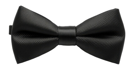 Elegantly Folded Black Bow Tie on a Crisp White Background Perfect for Formal Event Invitations and Fashion Illustrations.