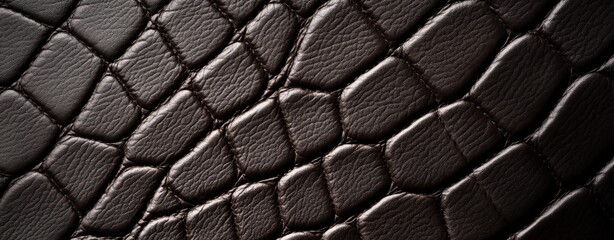 Fototapeta premium A close up of a leather texture with a dark brown color