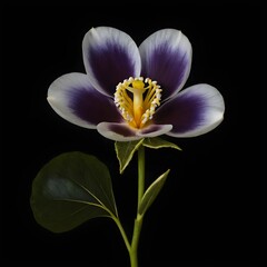 Obraz premium A purple and purple flower with a yellow center