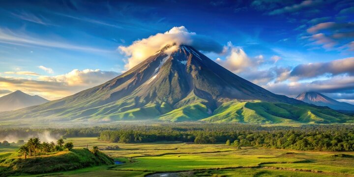 Majestic active volcano Mt. Mayon in the Philippines, volcano, Mayon, Philippines, active, eruption, lava