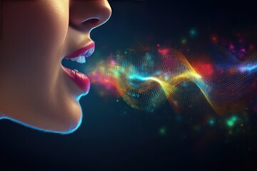 Fototapeta premium Vibrant Sound Waves Emanating from a Woman's Mouth