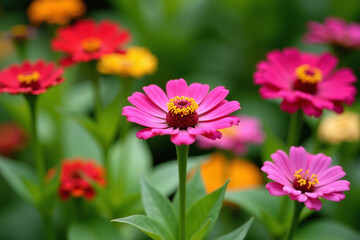 Obraz premium summer gardens bloom zinnias colorful flowers zinnia violacea stock footage