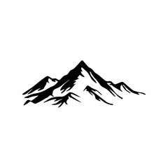 Peak of mountain icon silhouette on white background