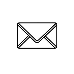 An email icon silhouette on white background for communication