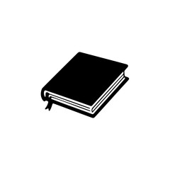 A closed book icon silhouette on white background