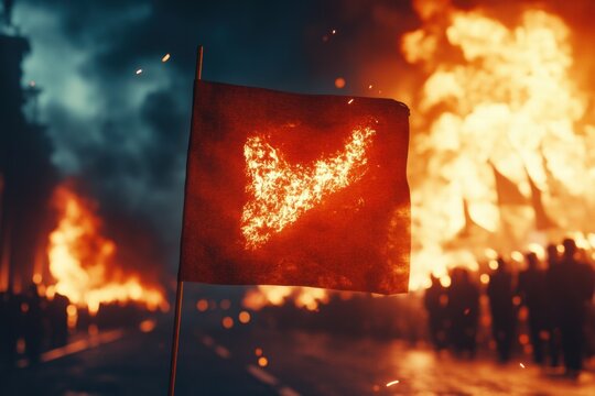 Burning Flag in Protest