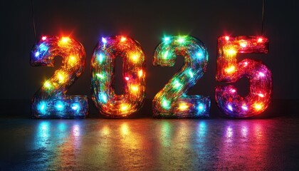 Illuminated Number Two Thousand Twenty Five