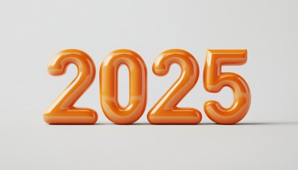 Orange Balloons Forming The Year Two Thousand Twenty Five